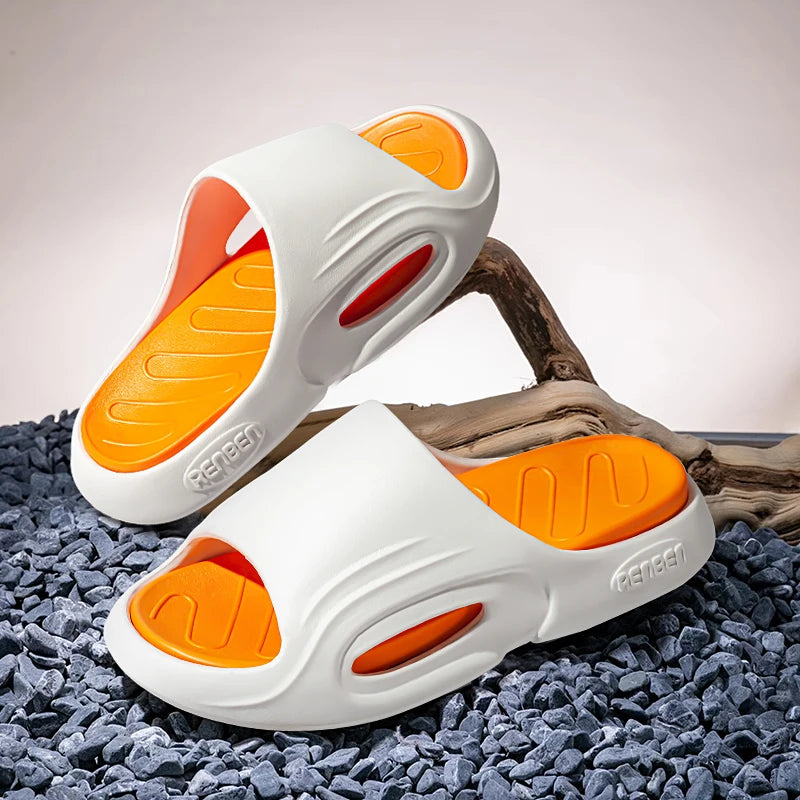 New Men Slippers Slides with a Sense High Aesthetic Value External Wear Anti Slip Thick Bottom, Beach Cool Slippers for Men
