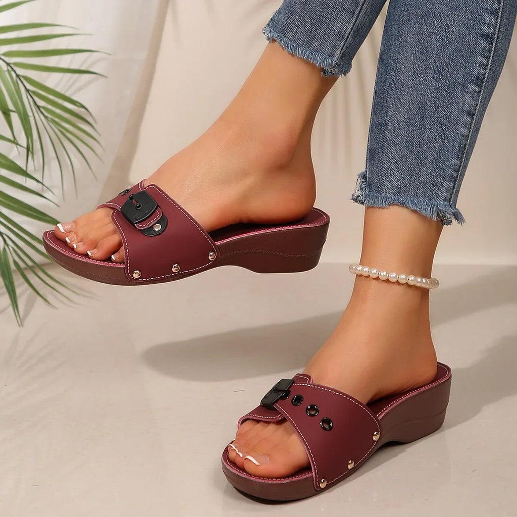 Women's Sandals Fashion Heeled Sandals For Summer Shoes Women Slippers Summer Footwear Female Block Heels Sandalias De Mujer