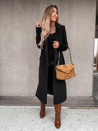 Autumn Winter Women Woolen Jacket Top Outwear Elegant Fashion Long Sleeve Lapel Collar Belt Trench Coat Overcoat Streetwear