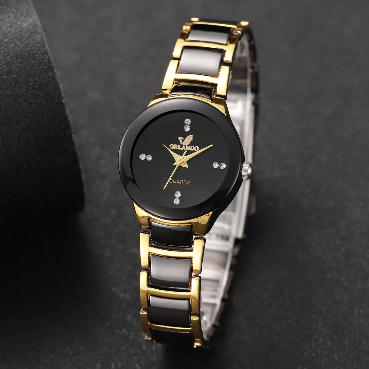 1/2PCS Fashion Couple's Watches Luxury Women Quartz Watch Men Business Watches Black Steel Band Male Analog Quartz Watch