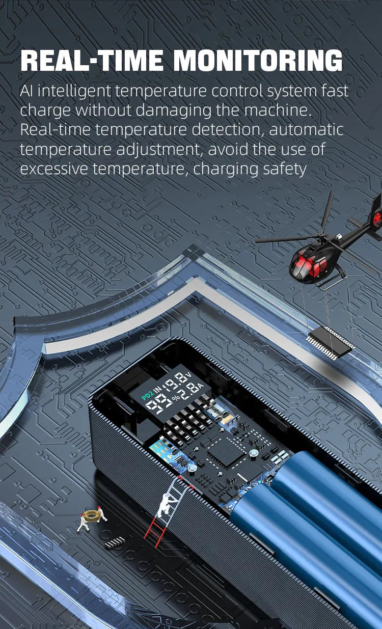 160W Power Bank 30000mah TFT Digital Display PD100W PD QC SCP PD80W+PD80W Laptop Phone Earphone Portable Two Way Fast Charging