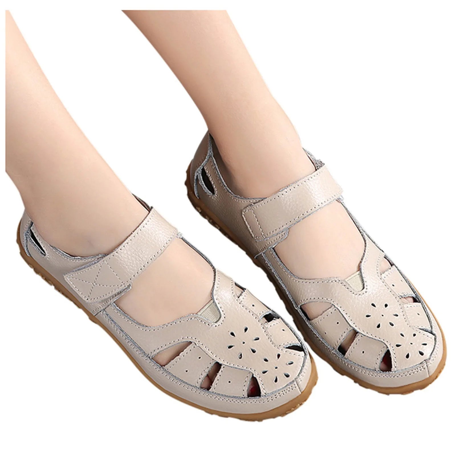 Women Flats Genuine Leather Fashion Soft Shoes Women Hollow Designer Shoes Woman Plus Size Slip On Ballet Flats Oxford Shoes