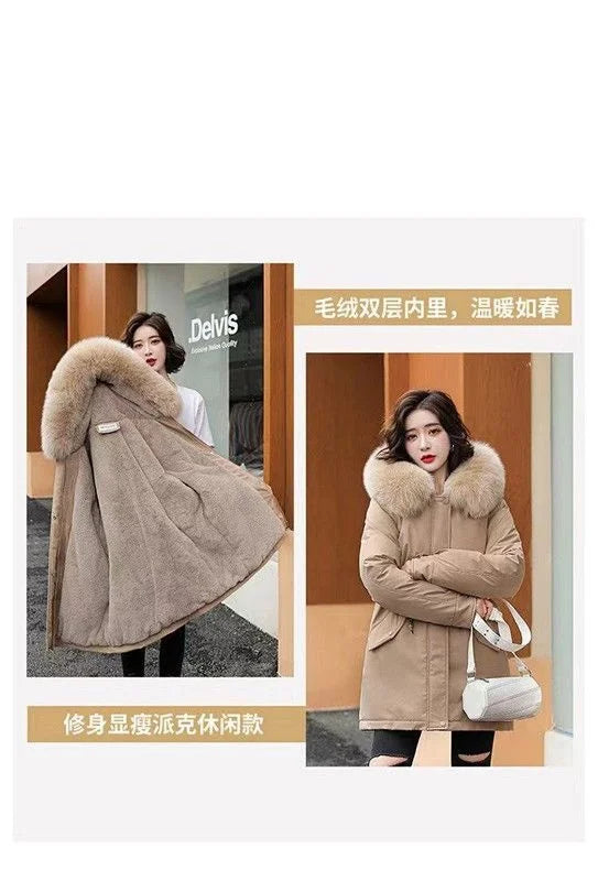 Winter Coat 2025 New Women's Thick Cotton Jacket Women's Medium long Korean version Fur collar Coat Female Warm Parka Overcoat