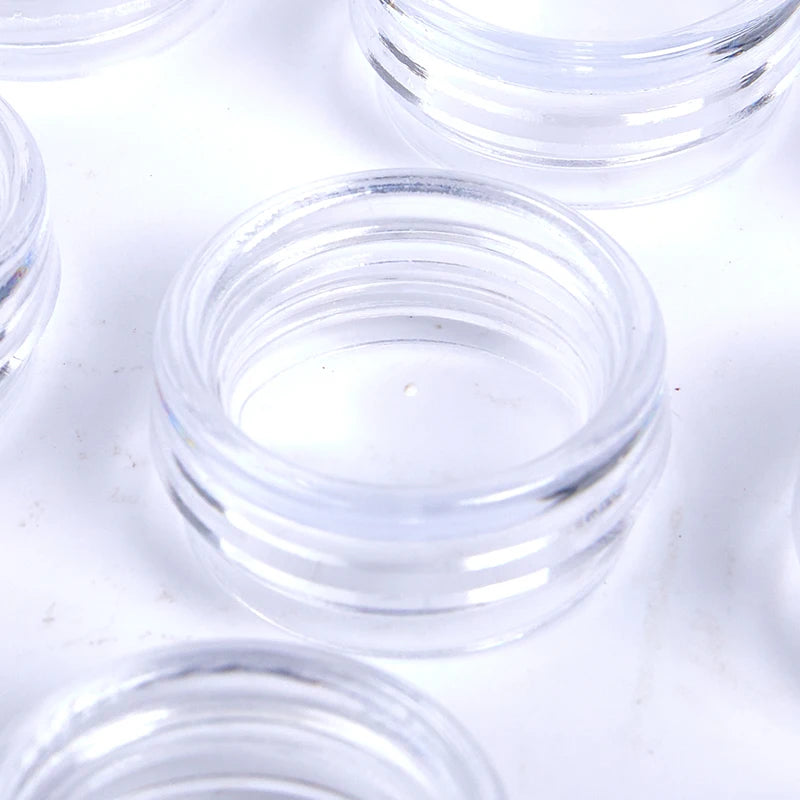 50pcs 5g Sample Clear Cream Jar Mini Cosmetic Bottles Containers Transparent Pot For Nail Arts Small Clear Can Tin For Balm