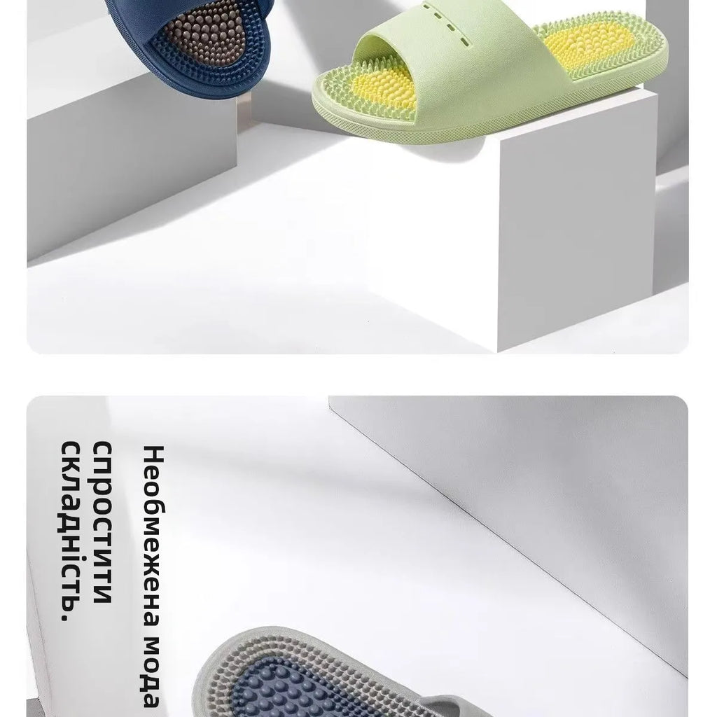 Men's Massage Slippers Anti-Slip Indoor Home Batoom Bathing Sandals Simple Sle PVC Material Comfortable Summer Slippers