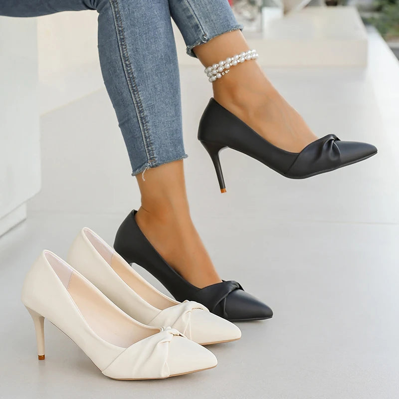 Women' Classics White High Heel Pumps Fashion Pointed Toe Banquet Dress Shoes Woman Plus Size Autumn Stiletto Heeled Pumps Mujer