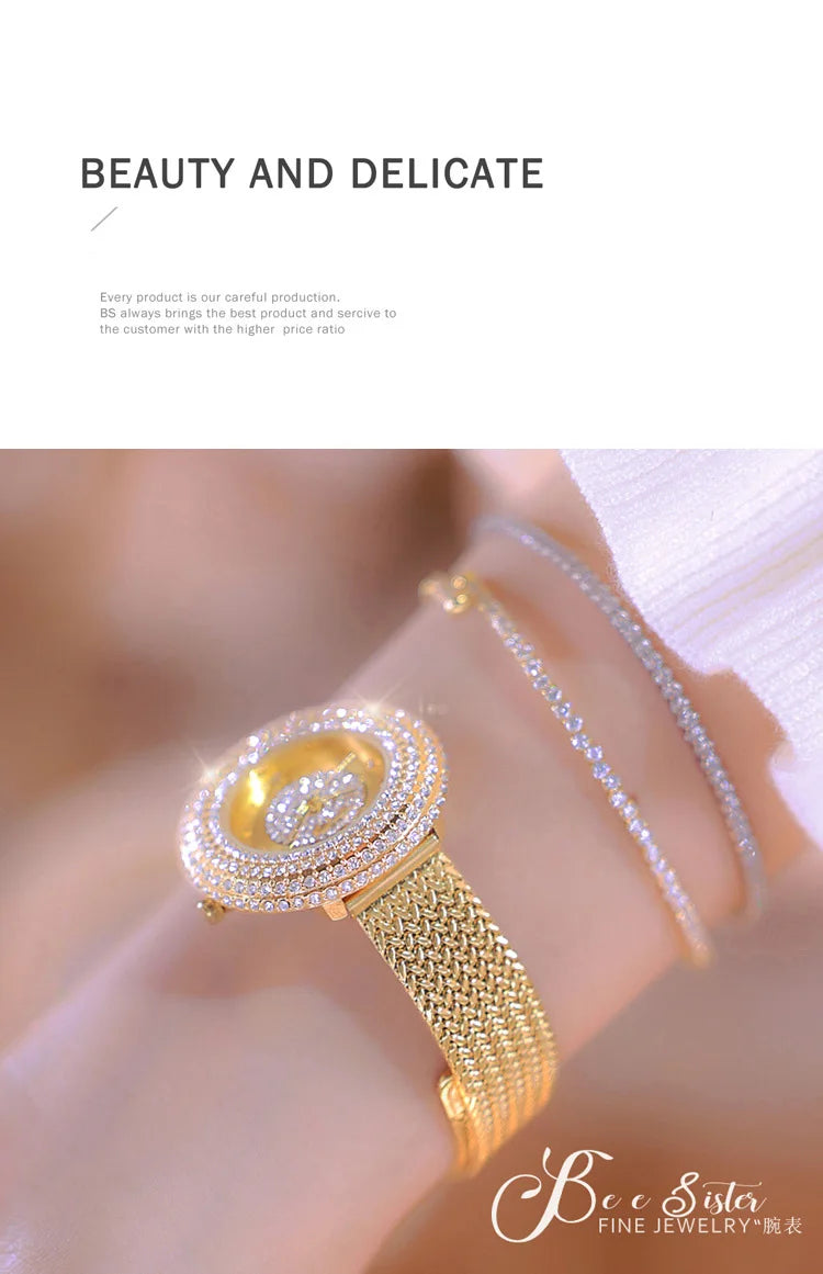 Fashion Luxury Watches For Woman New Vintage Golden Women's Wristwatches Ladies Dress Quartz Clock High Quality Relogio Feminino