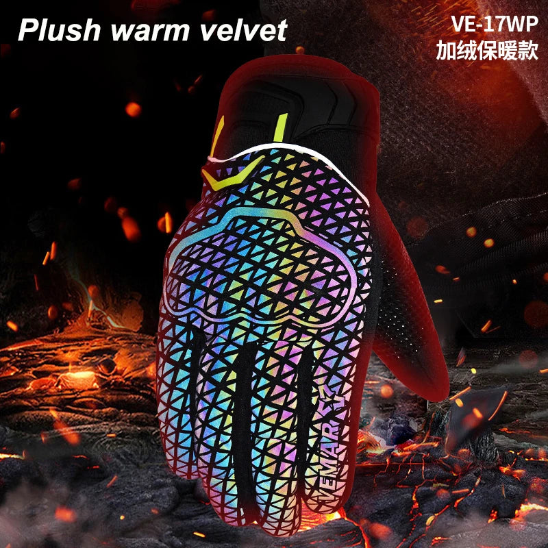 Autumn Winter Motorcycle Riding Gloves for Women Men Warm Fall-proof Windproof Moto Glove Colorful Reflective Touchscreen Glove