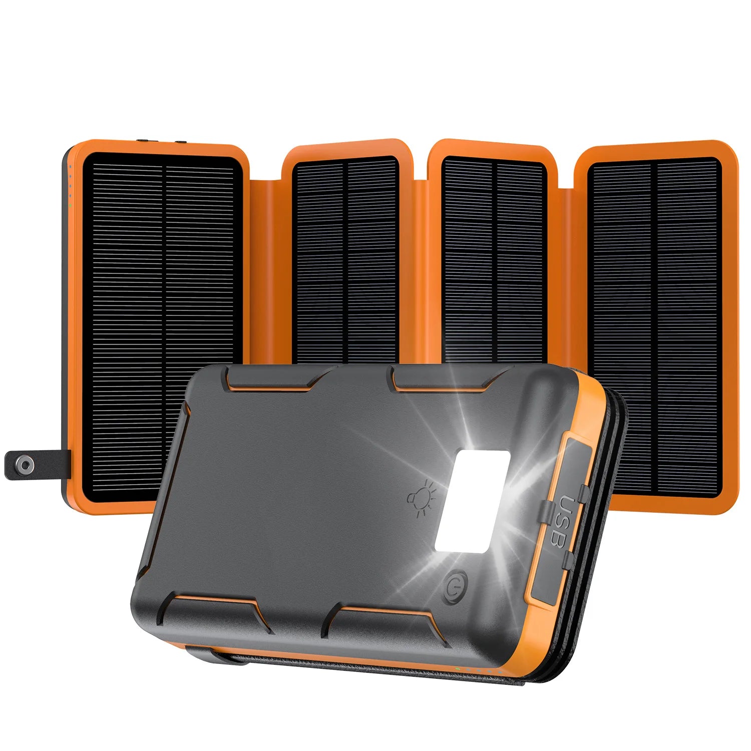 Folding Solar Power Bank with 4 Solar Panels 50000mAh Portable Solar External Battery Compatible with IOS Android USB-A USB-C