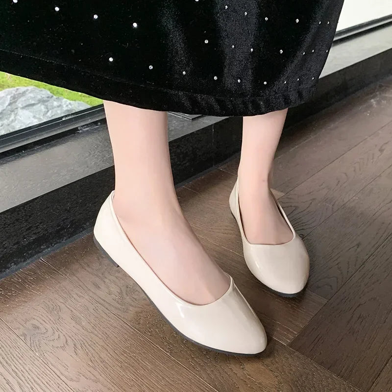 Women Candy Color Ballet Flats White Wedding Shoes Woman Flats Patent Leather Slip on Shoes Zapatos Mujer Ladies Boat Shoes NEW