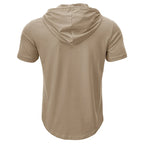 Men's Short-sleeved T-shirts for Sports and Fitness American-style Henley Shirt Hooded Top
