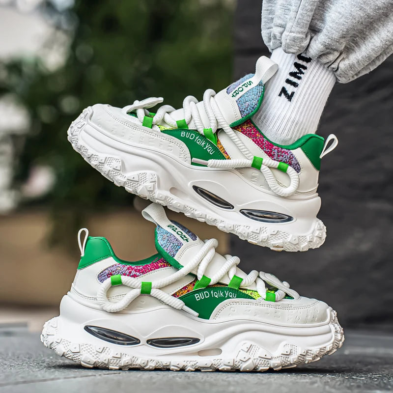 Men's Shoes 2025 Thick Sole Height Increasing New Breathable Trend Fashionable and Versatile Casual Sports Comfortable Trend