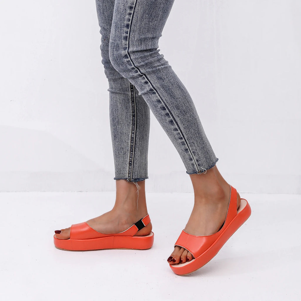 Women's Sandals Woman Peep Toe Sandals Female Elegant Flat Shoes 2024  Ballet Flats Plus Size 42 43 Shoes Woman Orange White