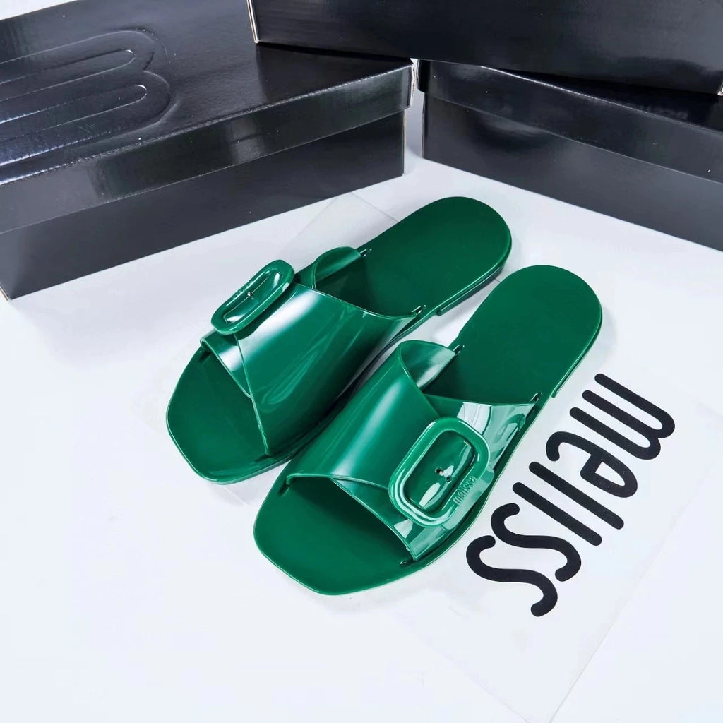 Women Sandals 2025 Spring Melissa Woman Slingback Shoes Fashion Ladies High Heels Elegant Med Heel Pointed Toe Slip on Sandal