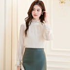 Women Blouse Shirt New Long Sleeve Ruffled Collar Elegant Embroidery Blouse Shirt Women Tops Blouses Shirts Blusas Camisas Q770