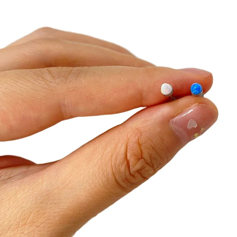 ASTM F136 Titanium PIERC Sphere Lip Stud Opal Paved Top Labret Ear Cartilage Tragus Helix Piercing Ear Studs Snugs Body Jewelry