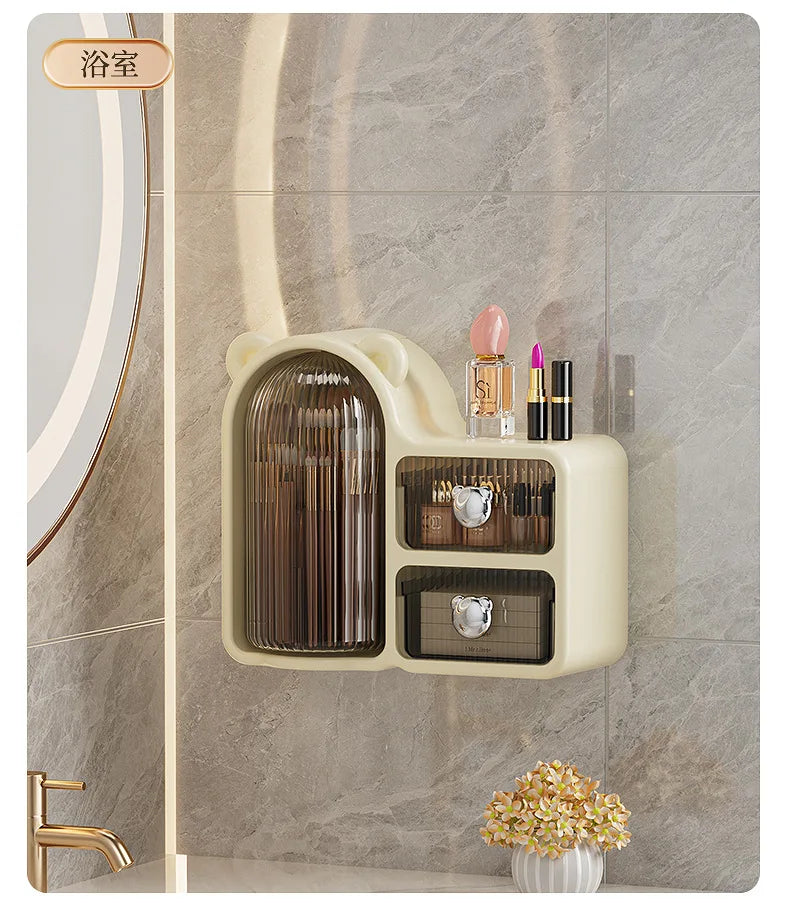 Rotating makeup storage box, desktop organizer, dust-proof cosmetic box, drawer-style cosmetic storage box