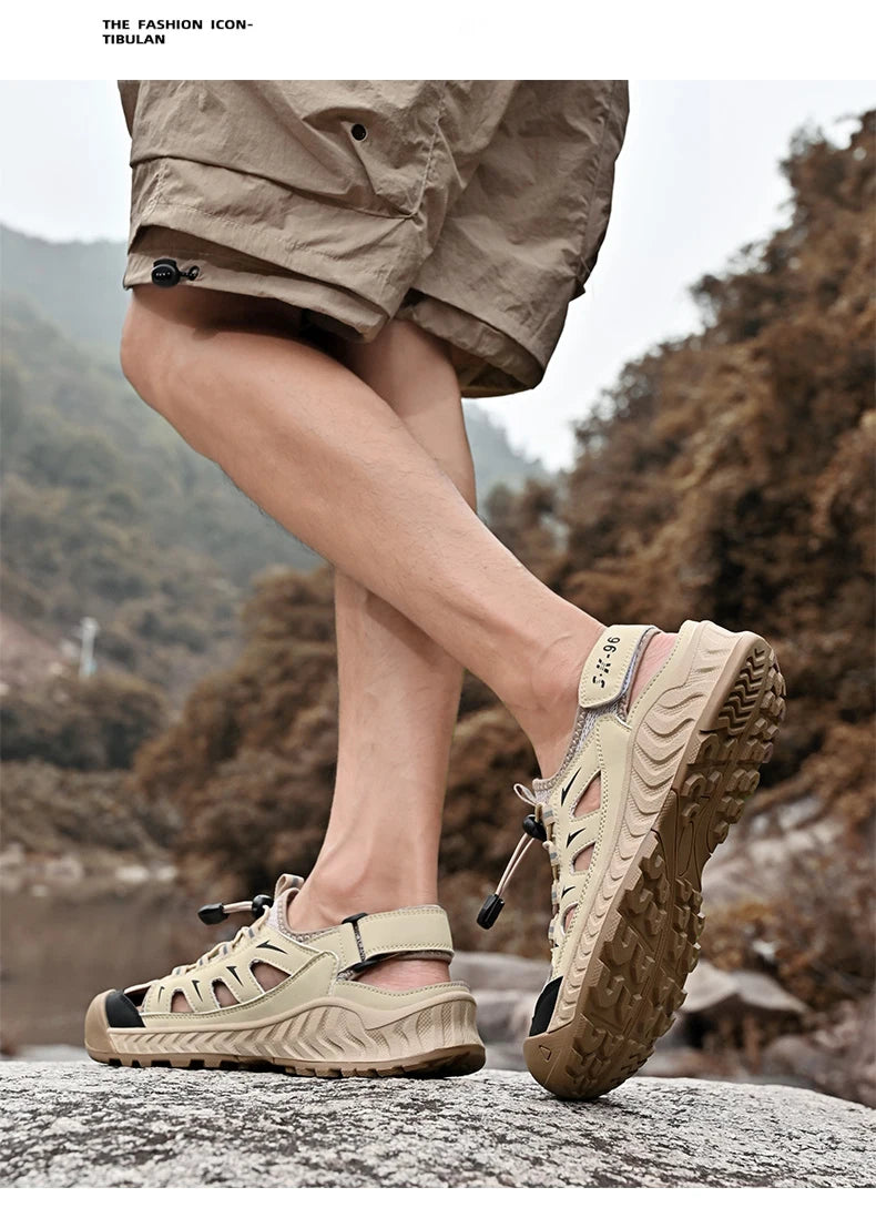 Mens Sandals Hot Sale Summer Outdoor Non-slip Beach Shoes Anti-collision Rubber Wading Shoes Fashion Breathable Male Sneakers
