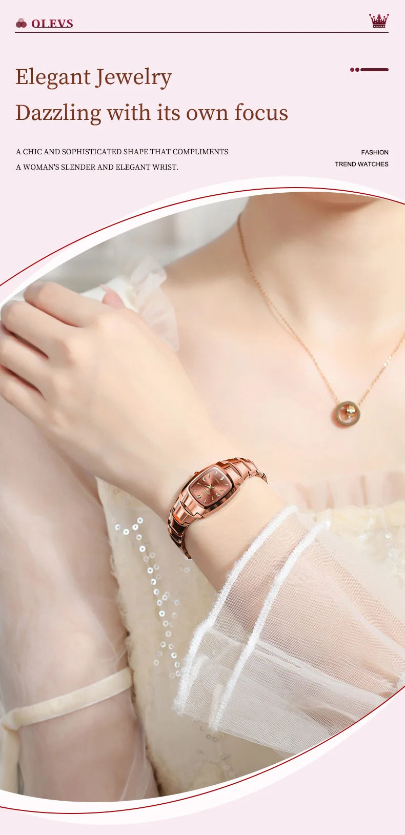 OLEVS 7006 Women's Watches Top Brand Luxury Original Quartz Montres Femmes Waterproof Tungsten Steel Case Strap Luminous Date