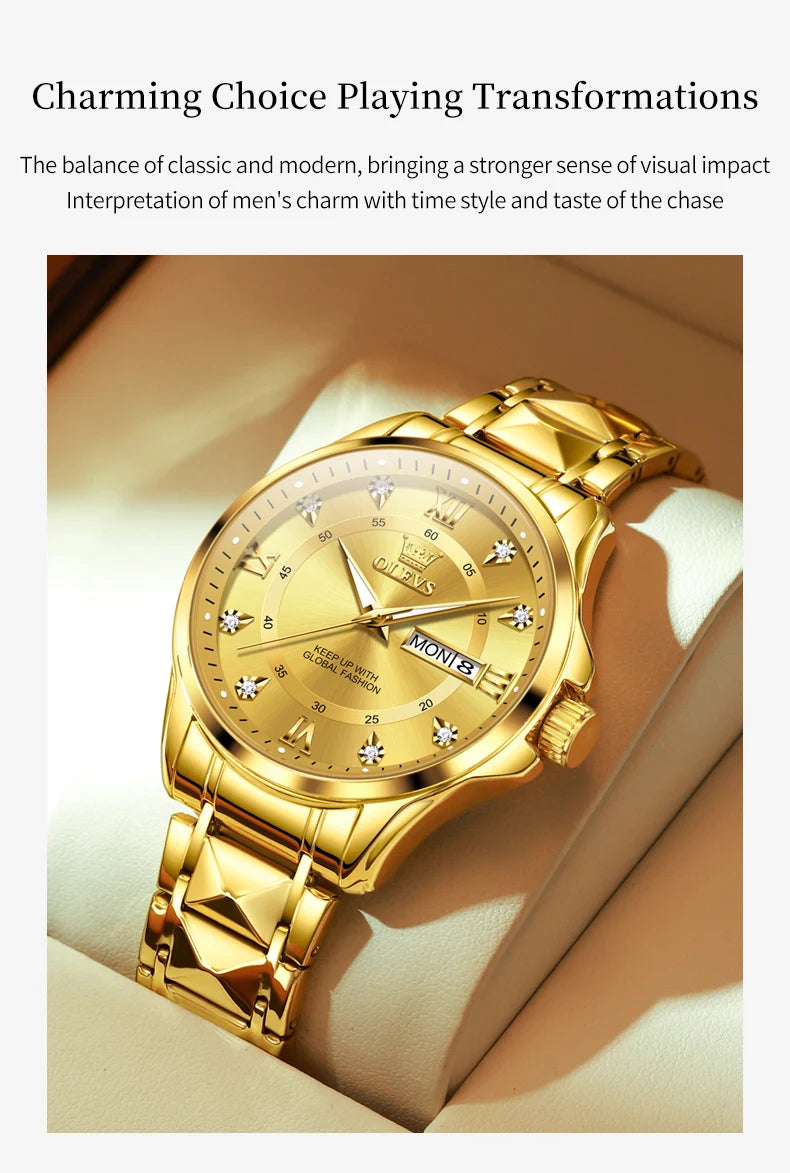 OLEVS 2906 Couple Watch Original Roman Scale Diamond Dial Luxury Quartz Watch For Men Women Rhombus Strap Waterproof Hand Clock