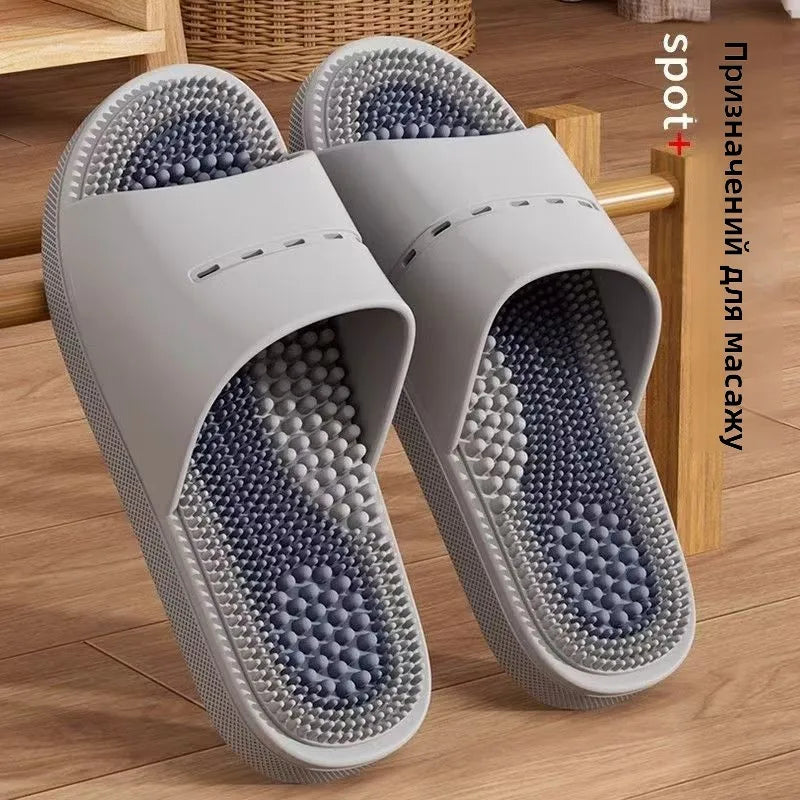 Men's Massage Slippers Anti-Slip Indoor Home Batoom Bathing Sandals Simple Sle PVC Material Comfortable Summer Slippers