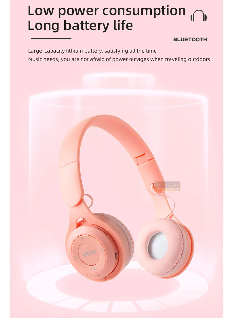 Headphones Kids Wireless Bluetooth Earphones Stereo Foldable Helmets Music Gaming Headsets Over-ear Headphones for Android ios