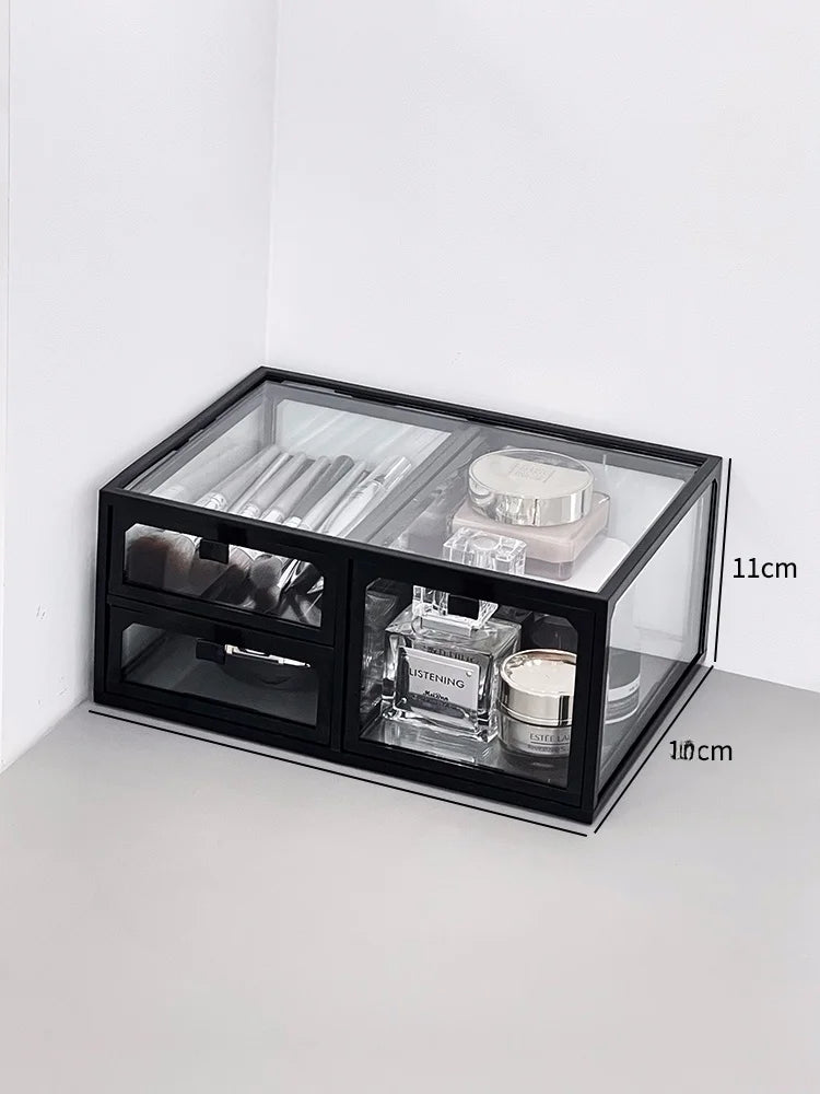 Transparent Cosmetic Storage Box Desktop High-End Dustproof Cover Carents eup Skincare Lipsti Organizer Box