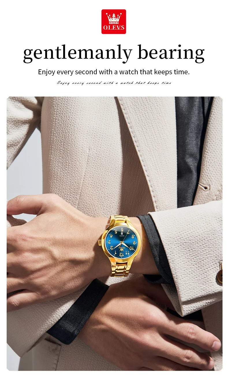 OLEVS 3650 Couple Watches For Men Women Number Scale Waterproof Quartz Dress Wristwatch Luminous Luxury Calendar Business Watch