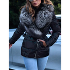 Winter Coat Women Bright Surface  Large Collar Short Down Cotton Jacket Punk Style Slim