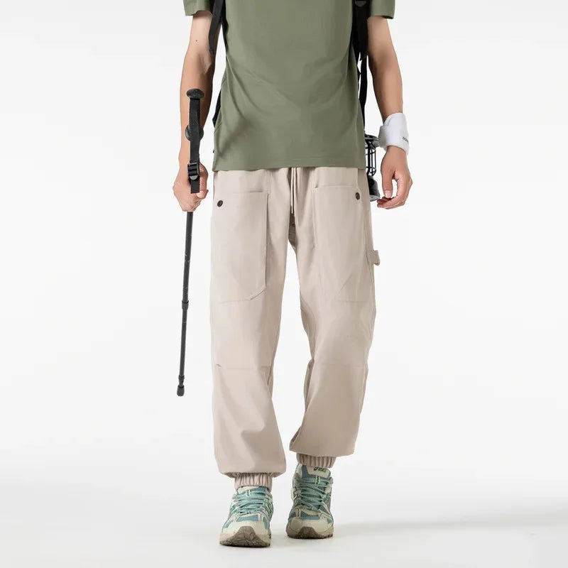 Men's outfit pants are versatile, trendy, loose, straight-leg outdoor work pants and trendy brand tight-fitting windbreakers