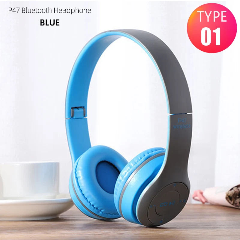 Handsfree Wireless Headphones Noise Canceling Headphone memory Card Earphone P47 headset Bluetooth Head Phone for iPhone Huawei