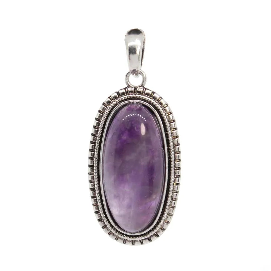 Natural Crystal Oval Stone Pendants For Women Necklace DIY Amethyst Rose Quartz Lapis Lazuli Gemstone Pendant Jewelry No Chain