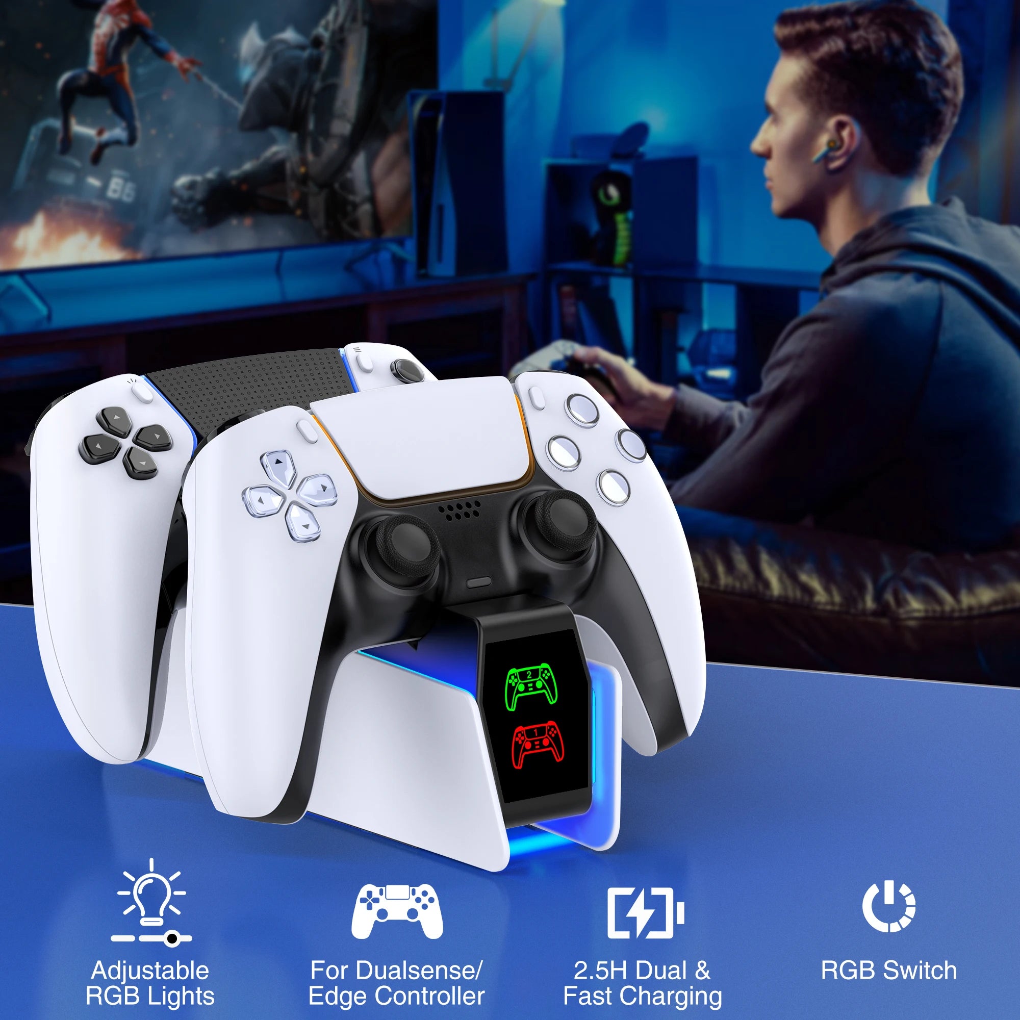 Controller Charging Station For PlayStation 5 Dual Fast Charger LED Indicator Charging Stand Docking Station ps5 accessories