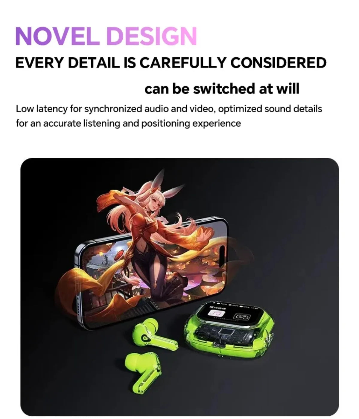 Translation Headphones with Multifunction Touch Screen Smart Wireless Bluetooth Earphone HiFi Audio Quality Business Earbud