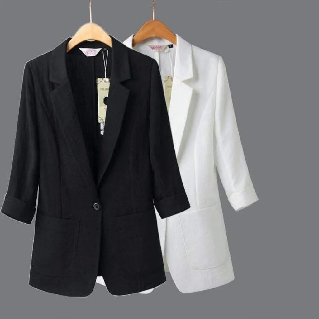 Women's Fashionable fashion Notched Collar Long Sleeve Ladies Outerwear Stylish Tops Women Thin Black Blazers Suit 2025