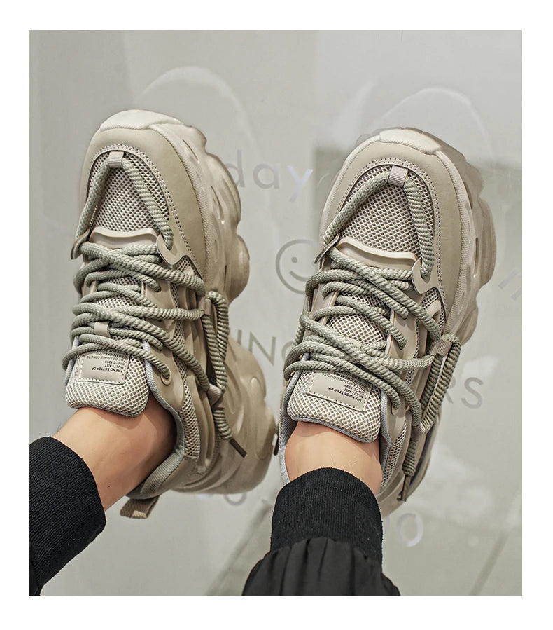 Fashion Shoes For Men White Sneakers Male Platform Walking Shoes Punk Lace Up Outdoor Men’s Outdoor Breathable Sneakers