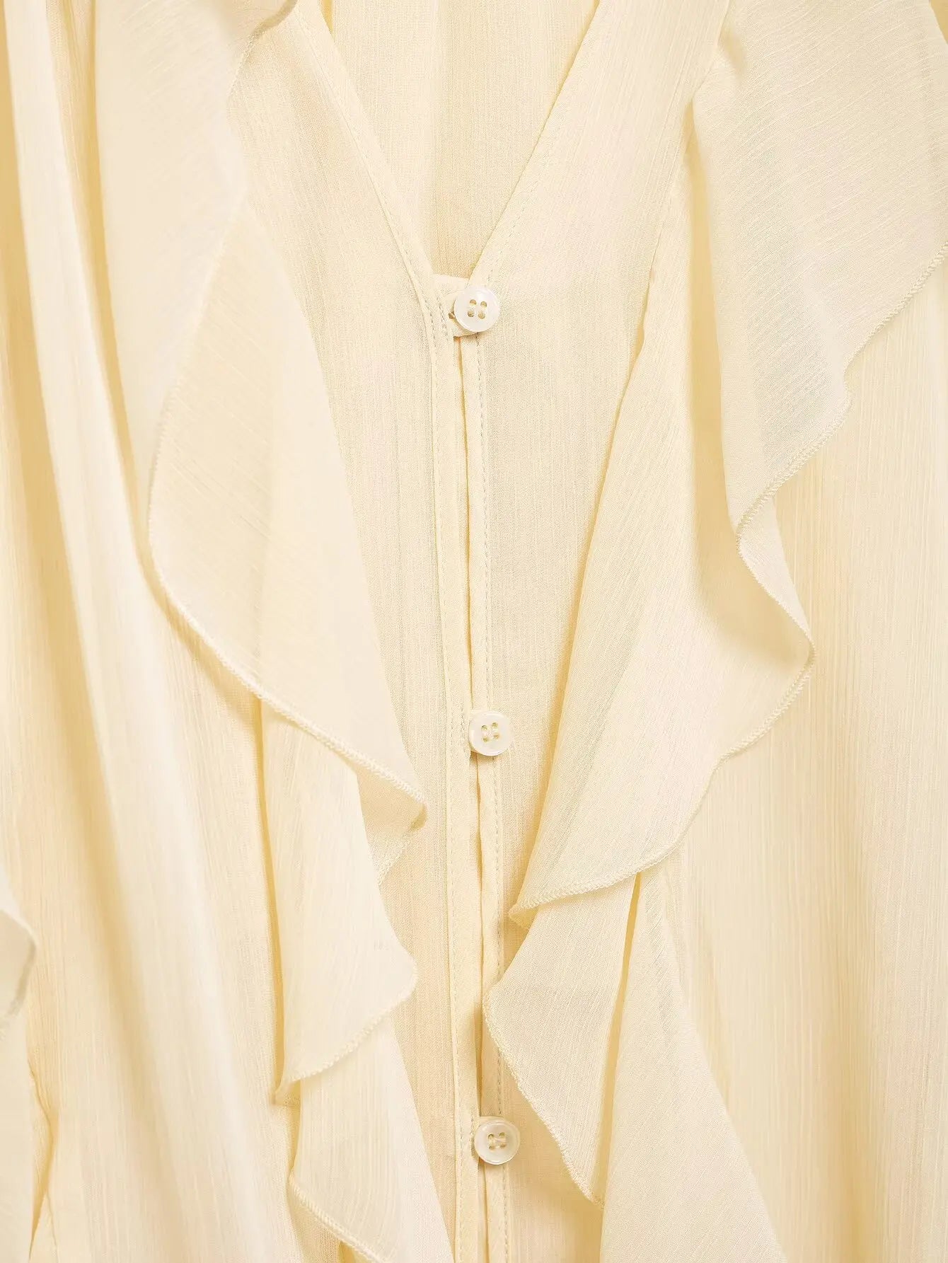 Women's Casual Ruffled Shirt Loose Lace Up Hollow Out V Neck Tops 2025 Spring Blouses Women Clothes