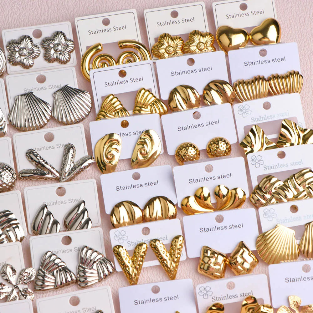 10Pairs/Lot Fashionable Women's Stainless Steel Earrings, Daily Jewelry Accessories Gifted To Friends, Randomly Shipped