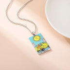 Dawapara 22 Styles Tarot Card Good Luck Amulet Necklace Sun Moon UV Colorful Pendant Stainless Steel Spiritual Jewelry