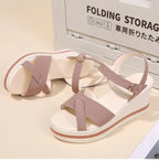 Women's Sandals Mix Color Wedges Heels Sandals Summer 2025 Shoes Woman Heeled Sandals Platform Summer Shoes Women Block Footwear