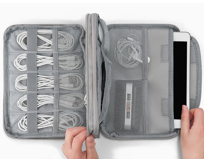 Electronics Protective Storage Bags for Cable Organizer Bag Handheld Tech Pouch for Tablet Phones & Power Banks Organizador Case