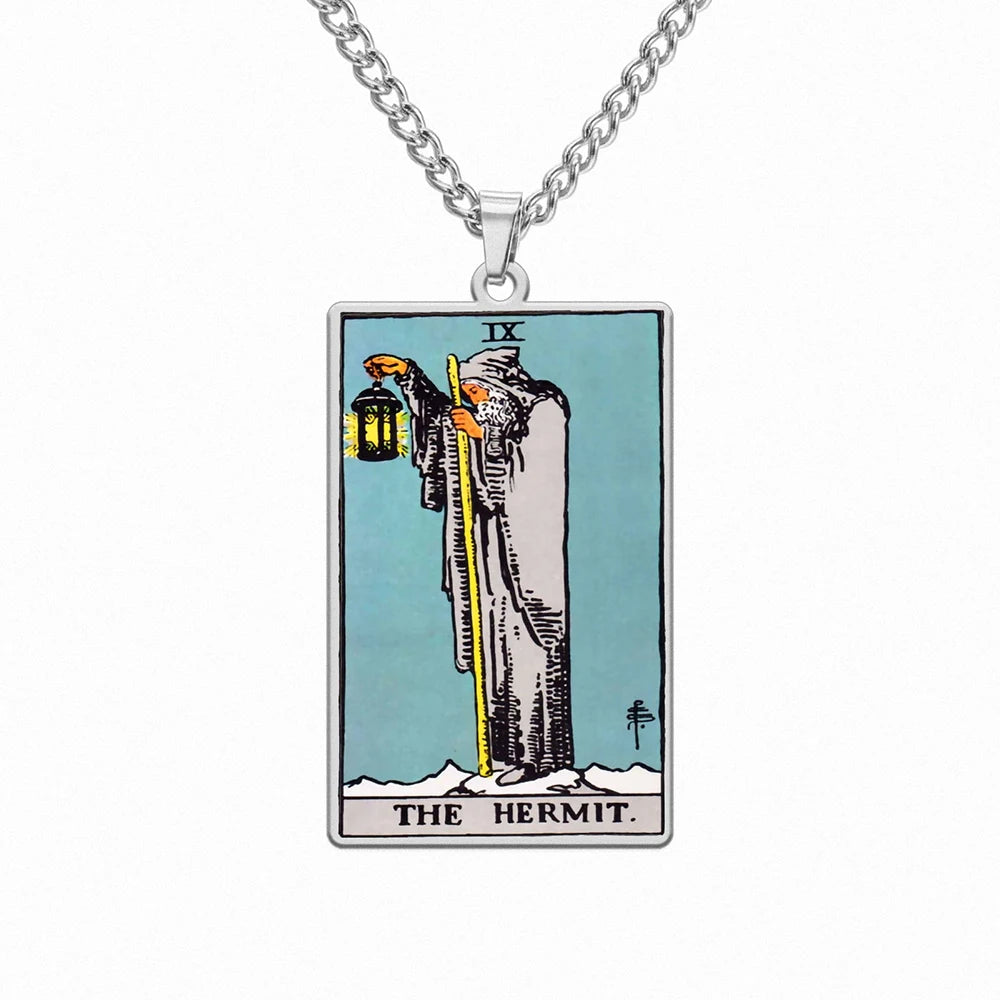 Dawapara 22 Styles Tarot Card Good Luck Amulet Necklace Sun Moon UV Colorful Pendant Stainless Steel Spiritual Jewelry