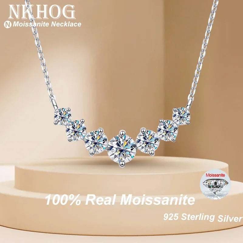 NKHOG Full Moissanite Necklace Pendant For Women 925 Sterling Silver Plated 18k Gold Pass Diamond Test Wedding Gift Fine Jewelry