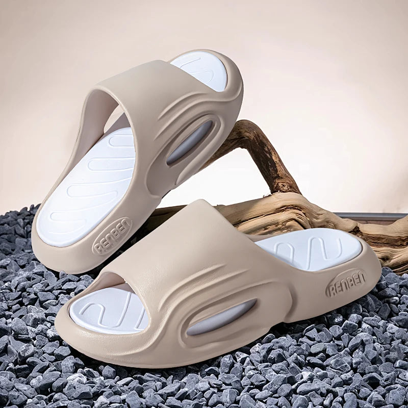New Men Slippers Slides with a Sense High Aesthetic Value External Wear Anti Slip Thick Bottom, Beach Cool Slippers for Men