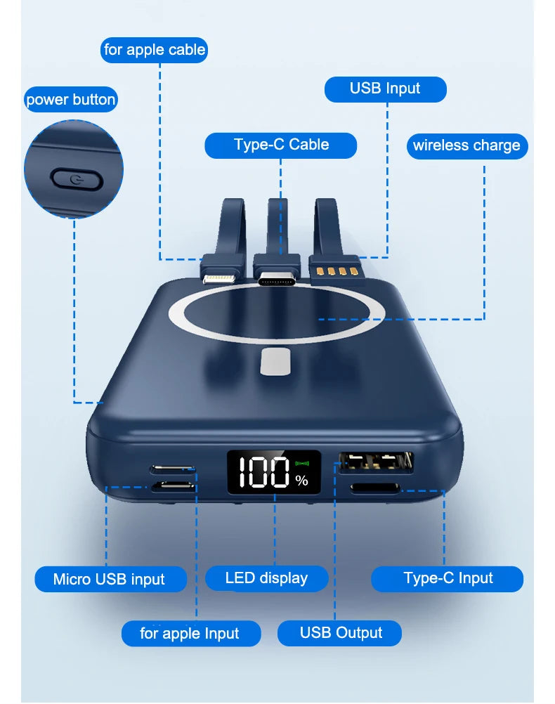 Magnetic Power Bank 20000mAh 10W Wireless Fast Charging Portable Battery Magsafe Powerbank for iPhone 16 14 15 pro Huawei Xiaomi