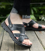 Men's Leather Summer Sandals 2025 Non-slip Thick-soled Comfort Soft Outdoor Beach Slippers