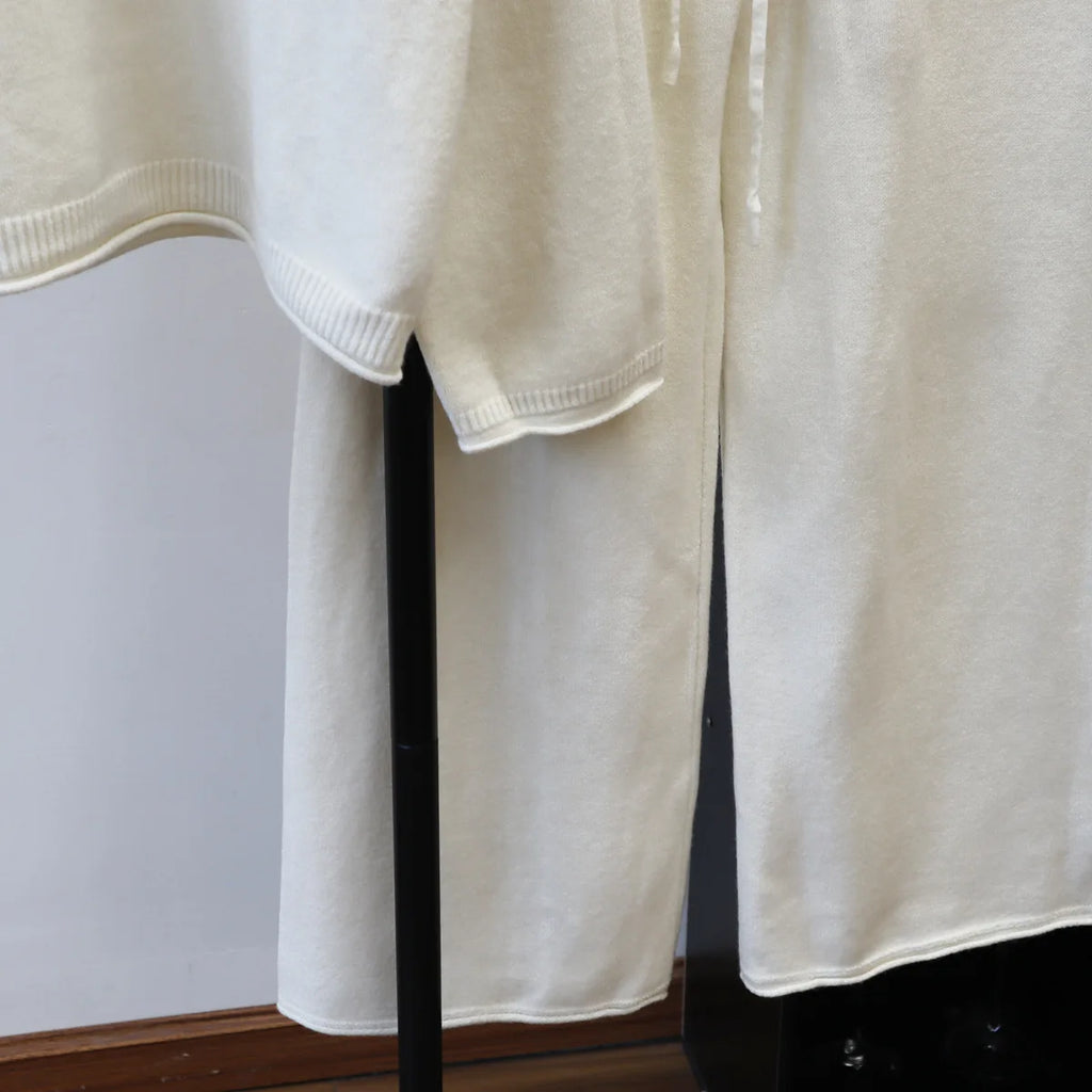 Pant Set Women Two Piece Sets Stand Collar Full Sleeve Knit Tops Wide Leg Long Pants Lace Up Elastic Waist Y2k Streetwear