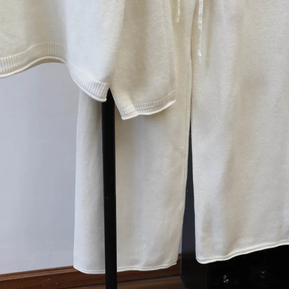 Pant Set Women Two Piece Sets Stand Collar Full Sleeve Knit Tops Wide Leg Long Pants Lace Up Elastic Waist Y2k Streetwear