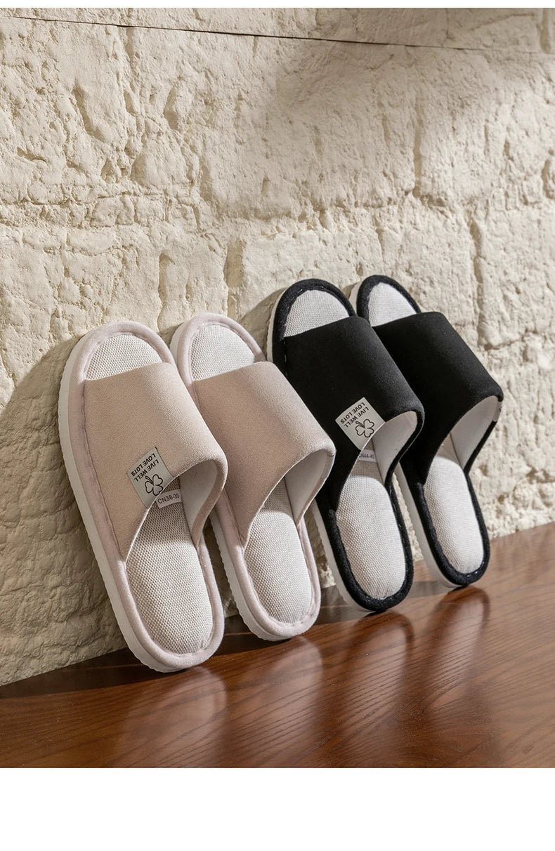 Slippers for Men，Non-Slip Soft-Soled Indoor House Slippers for Spring&Summer, All-Season Linen Home Comfortable Slippers