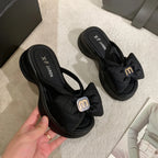 Women Slippers 2024 New Summer Casual Shoes Versatile Thick Sole Sandals Women Outwear Bow Beach Slippers Sexy Slides Women